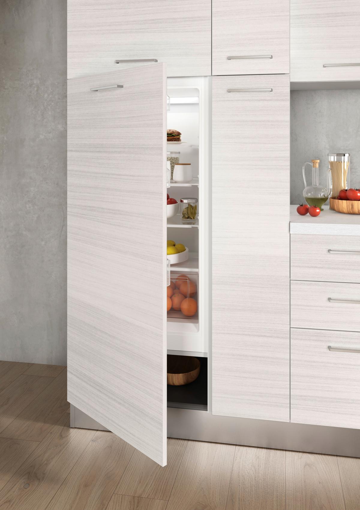 Küchenzeile Olimpia Mit Kühlschrank 300 Cm Weiß - Eukalyptusholzfarben/Alufarben, LIFESTYLE, Holzwerkstoff/Kunststoff (300cm) - MID.YOU
