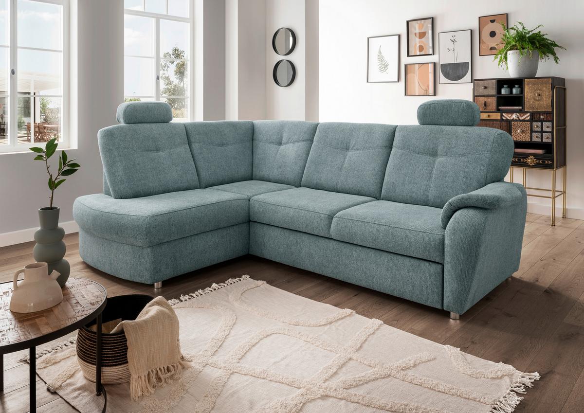 Eckschlafsofa Rosali Mintgrün S: 180x264 Cm - Chromfarben/Mintgrün, MODERN, Textil (180/264cm) - Livetastic