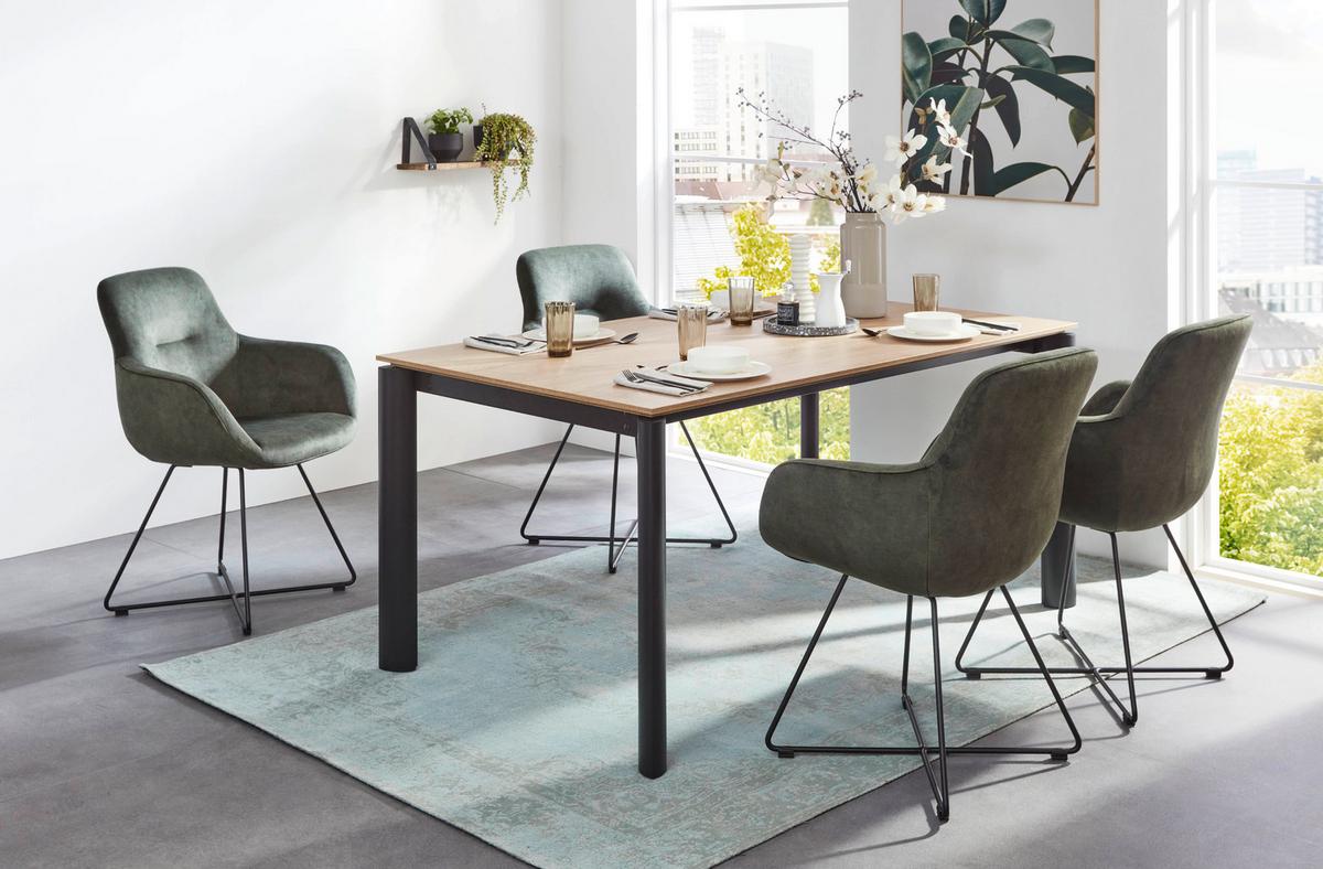 STOLIČKA S PODRÚČKAMI CROSS-CHA - čierna/lesná zelená, Basics, kov/textil (62/89/61cm) - Celina Home