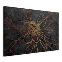 Leinwandbild Flower Schwarz Goldfarben B: 90 cm - Goldfarben/Schwarz, Basics, Holz/Textil (90/60/1,2cm) - artgeist