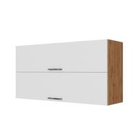 Küchenoberschrank B: 110 cm Eiche Dekor/Weiß 2 Klappen - Eiche Wotan/Weiß, MODERN, Holzwerkstoff (110/57/34cm) - Held