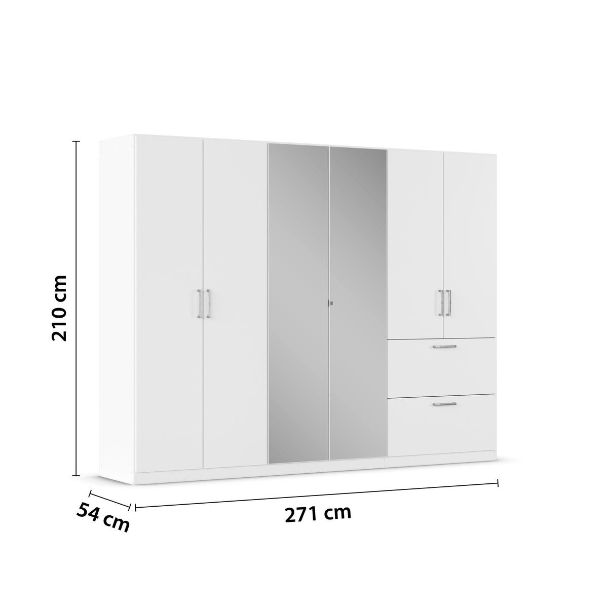 Drehtürenschrank Padua Weiß B: 271 Cm - Weiß, MODERN, Holzwerkstoff (271/210/54cm) - Rauch Möbel