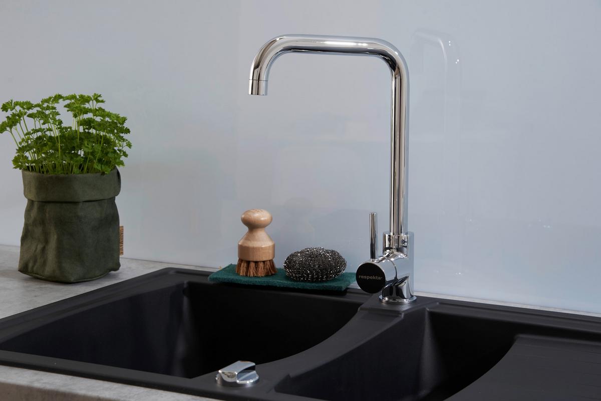 Spüle Respekta Boston Kunststein Bxt: 100x50 cm - Schwarz, Trend, Glas/Kunststoff (100/20/50cm) - Respekta