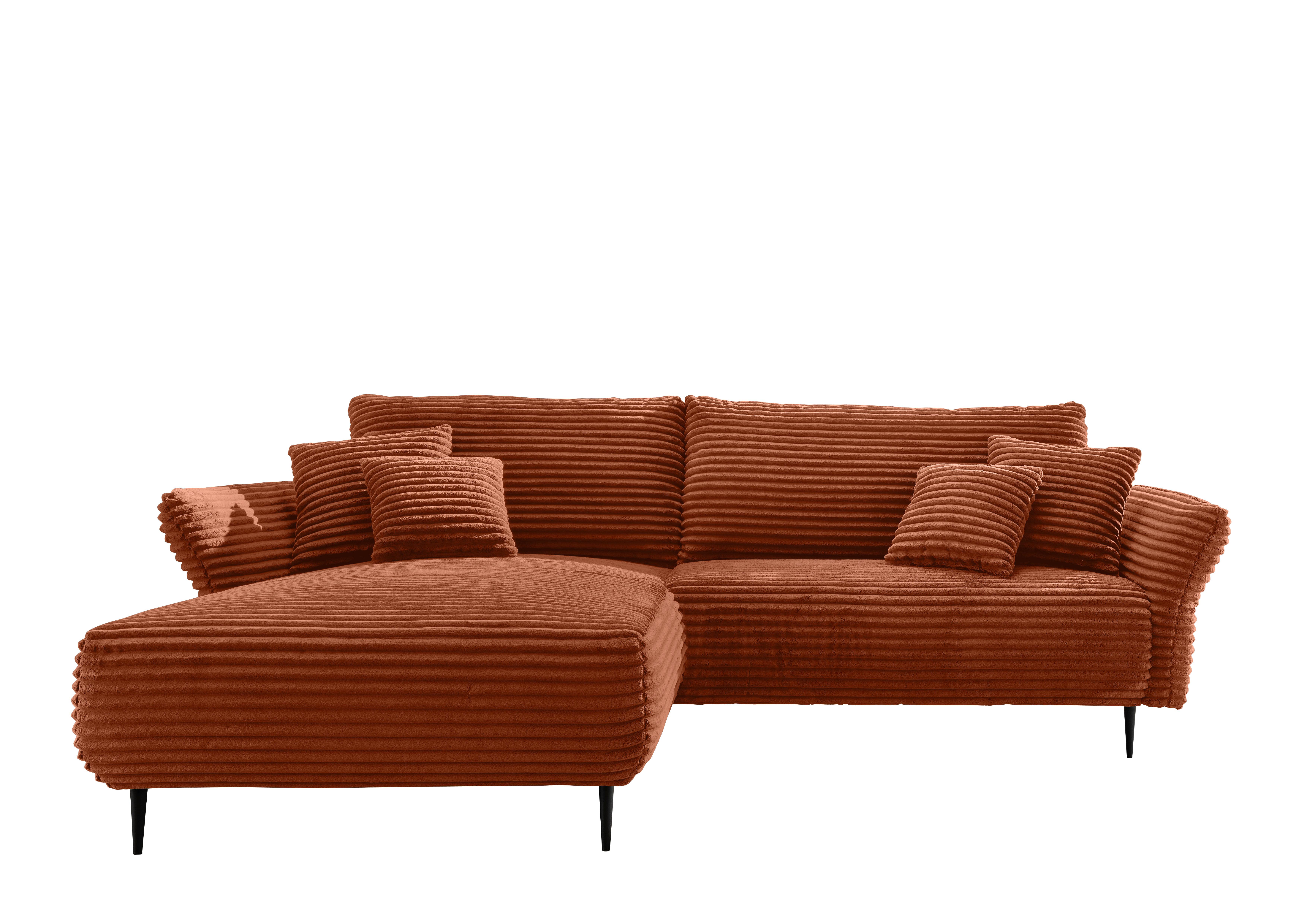 Ecksofa Vanilla Terracotta S: 178x264-302 cm - Terracotta/Schwarz, Design, Textil (178/264-302cm) - Livetastic