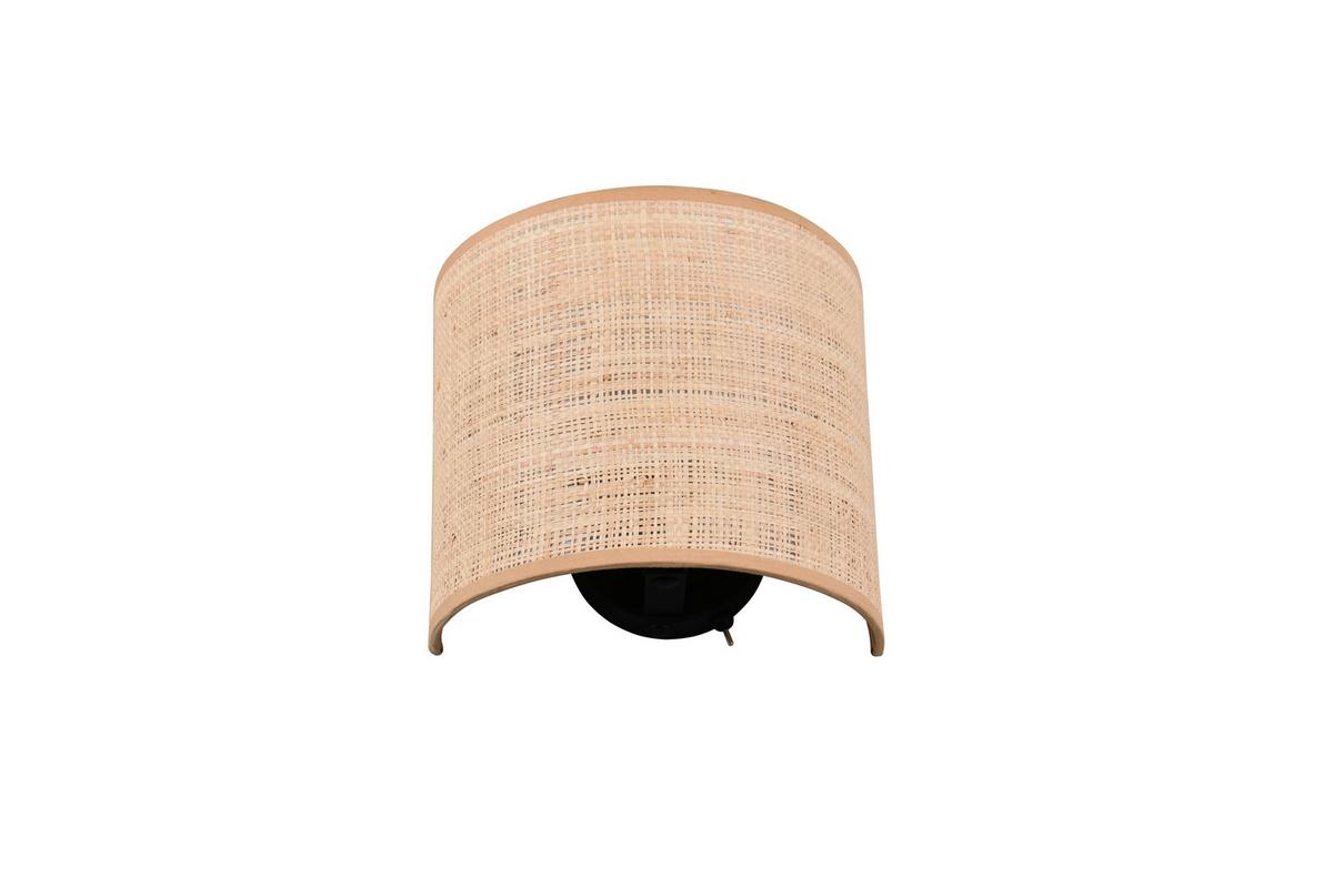 Wandleuchte Aimee Naturfarben Schwarz B: 20,5 cm - Schwarz/Naturfarben, Natur, Textil/Metall (23/20,5/12cm)