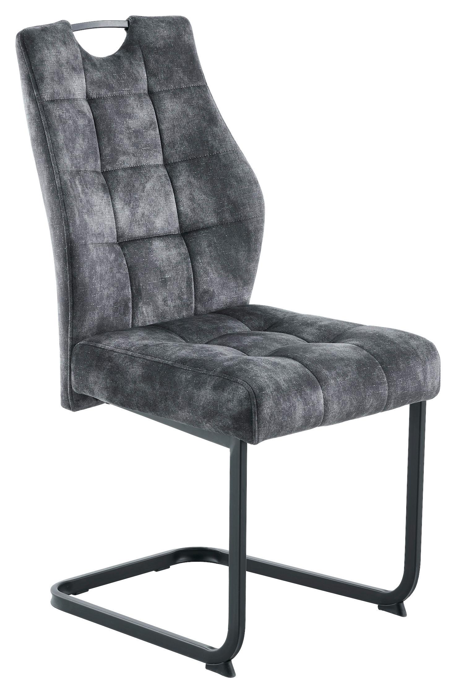 Schwingstuhl Emilia Vintage Anthrazit Gepolstert - Anthrazit/Schwarz, KONVENTIONELL, Textil/Metall (43/95/61cm)