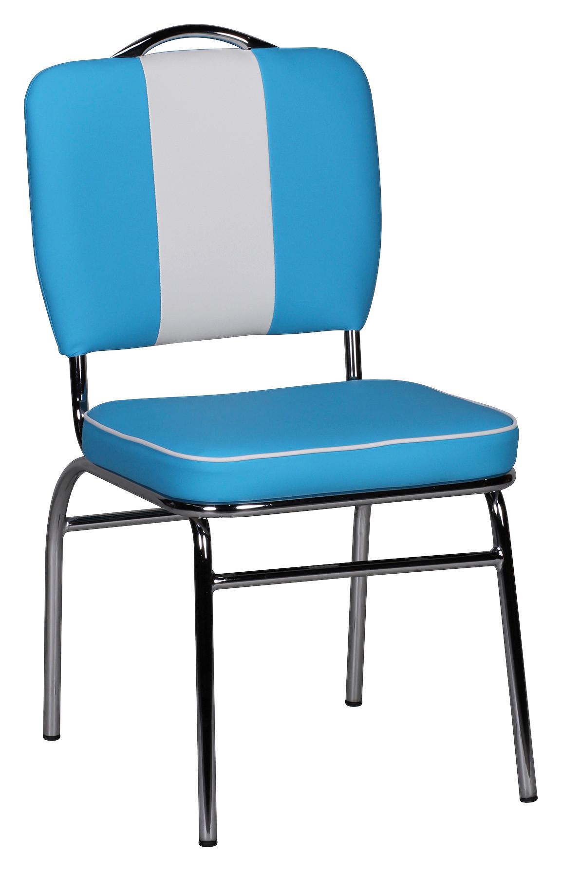 Esszimmerstuhl Elvis Blau/Weiß Gepolstert