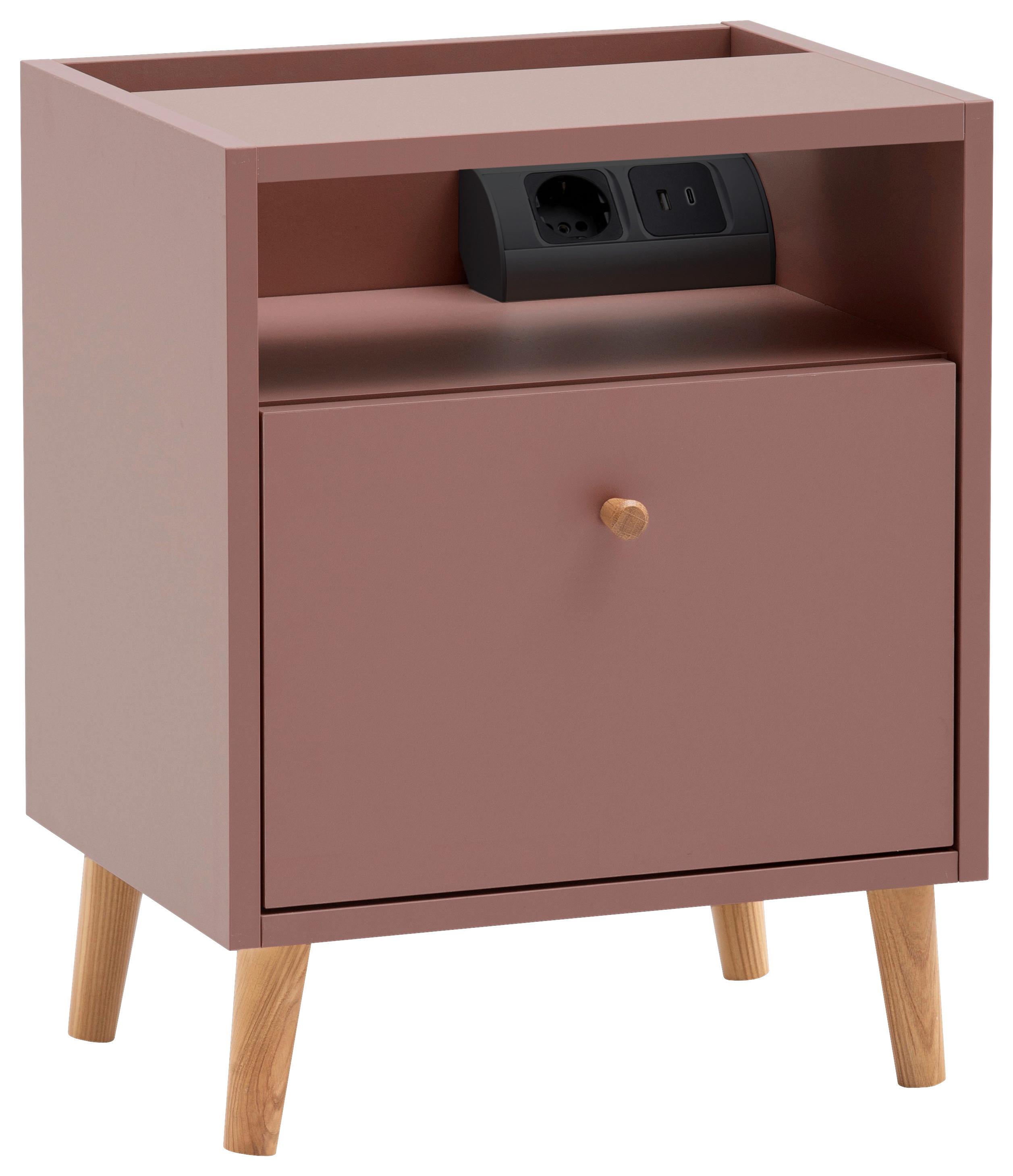 NACHTTISCH Bjarne Mauve B: 40,2cm - Mauve, Design, Holz/Holzwerkstoff (40,2/50,1/32,7cm) - MID.YOU