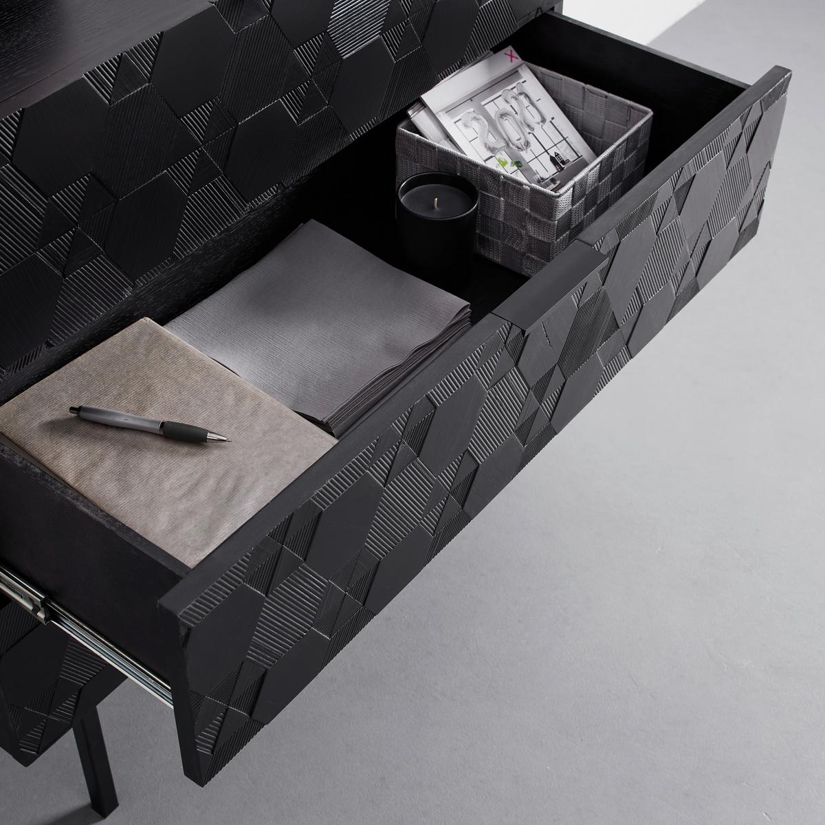 Komoda ROMA - černá, Moderní, kov/dřevo (85/80/40cm) - Bessagi Home