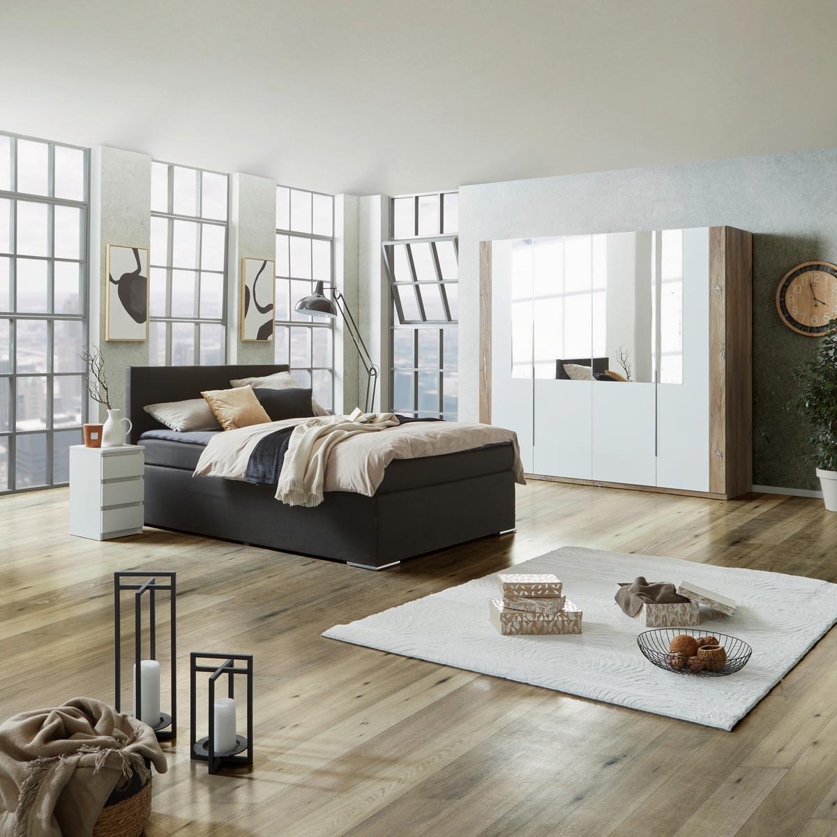 Skříň s otočnymi dveřmi COMPLETE-BP- - bílá/barvy dubu, Konvenční, kompozitní dřevo/plast (228/215/60cm)