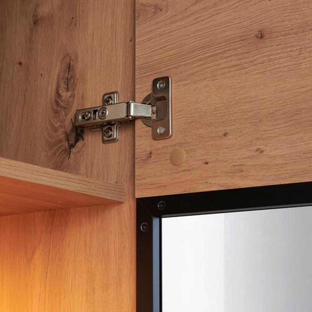Wohnkombination 4-Tlg. mit Led Nyon, Eiche Dekor/Schwarz - Eichefarben/Schwarz, MODERN, Glas/Holzwerkstoff (318,7/200,1/50cm)