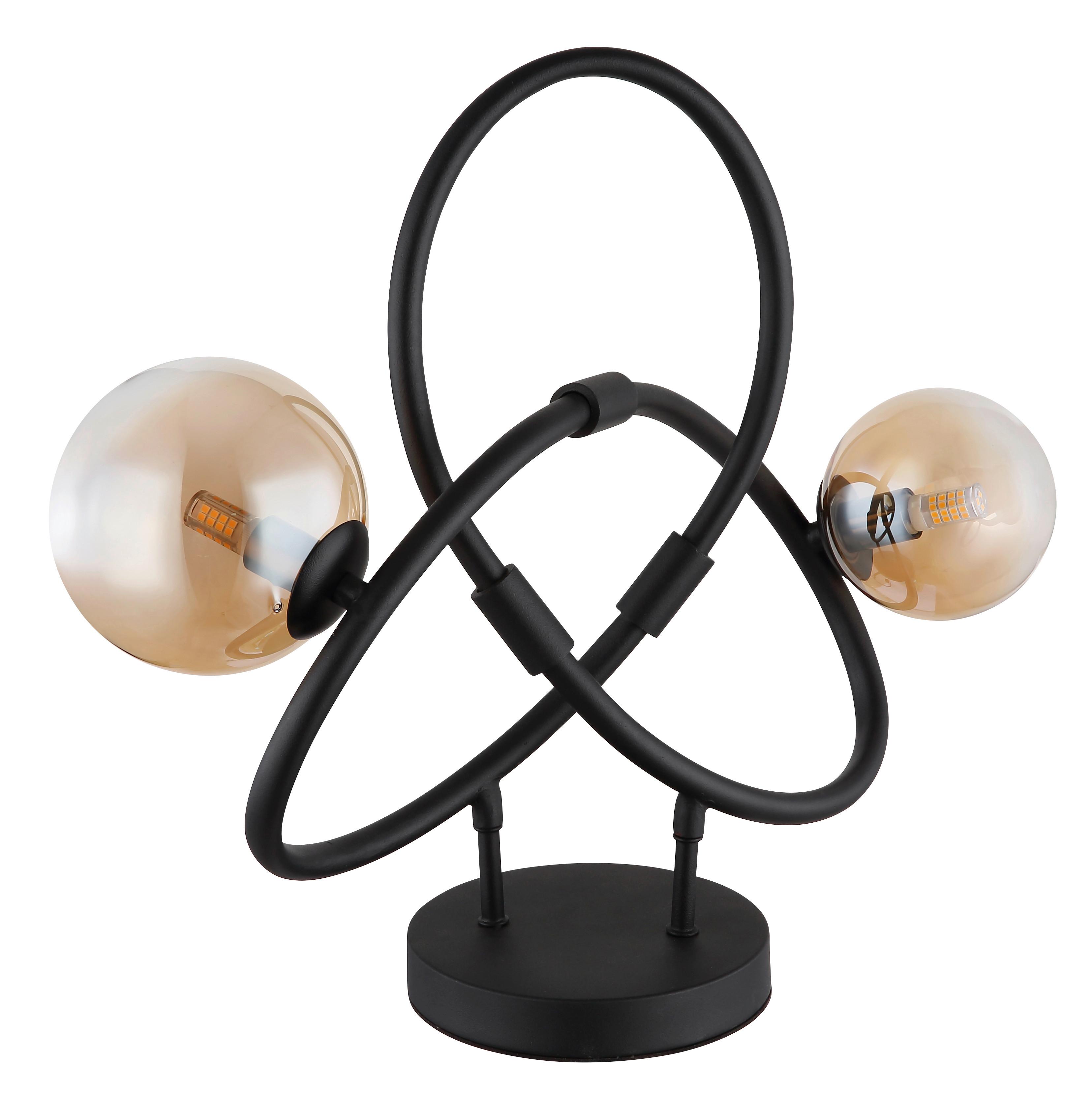 LED-Tischleuchte 56141-2t - Klar/Schwarz, Design, Glas/Kunststoff (46/15/38,5cm) - Globo