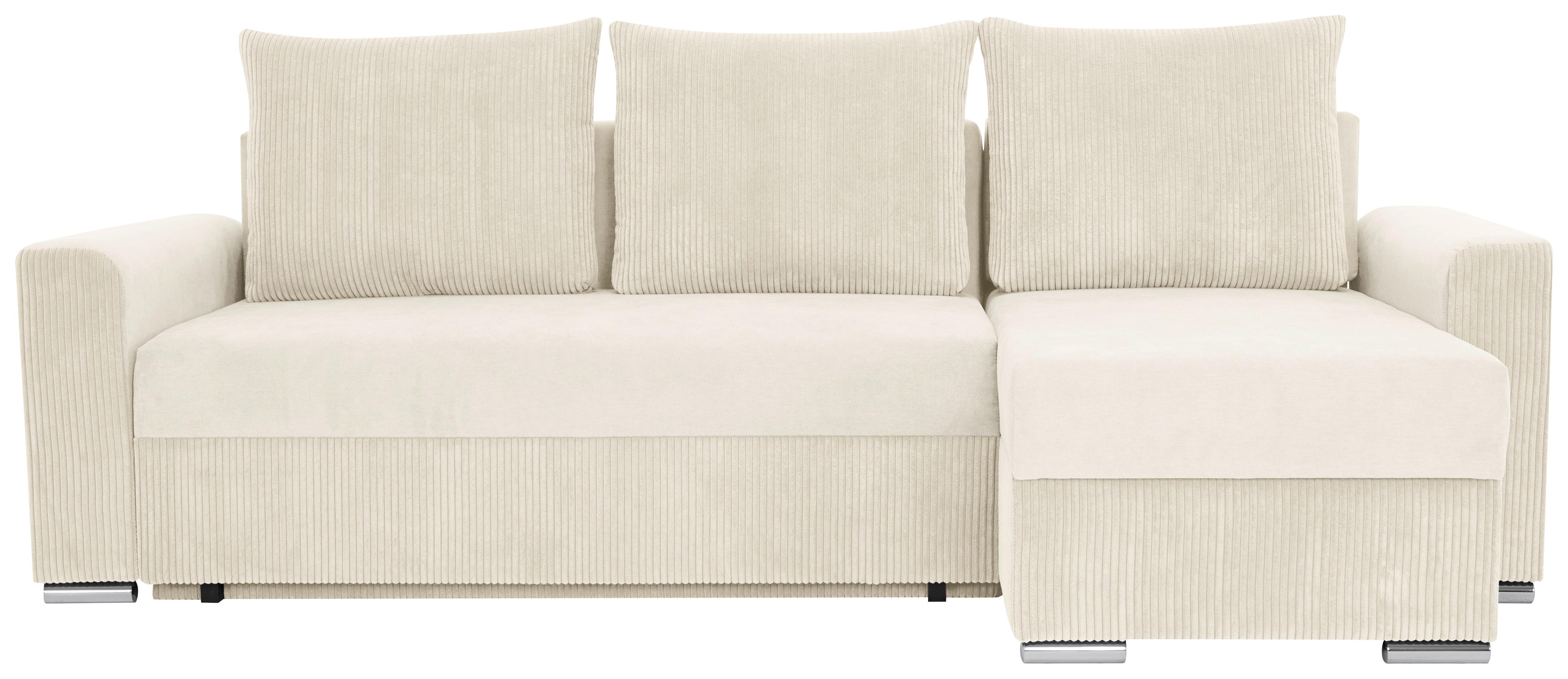 Ecksofa Diever Creme S: 239x141 cm - Chromfarben/Creme, Design, Textil (239/141cm) - Livetastic