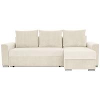 Ecksofa Diever Creme S: 239x141 cm - Chromfarben/Creme, Design, Textil (239/141cm) - Livetastic