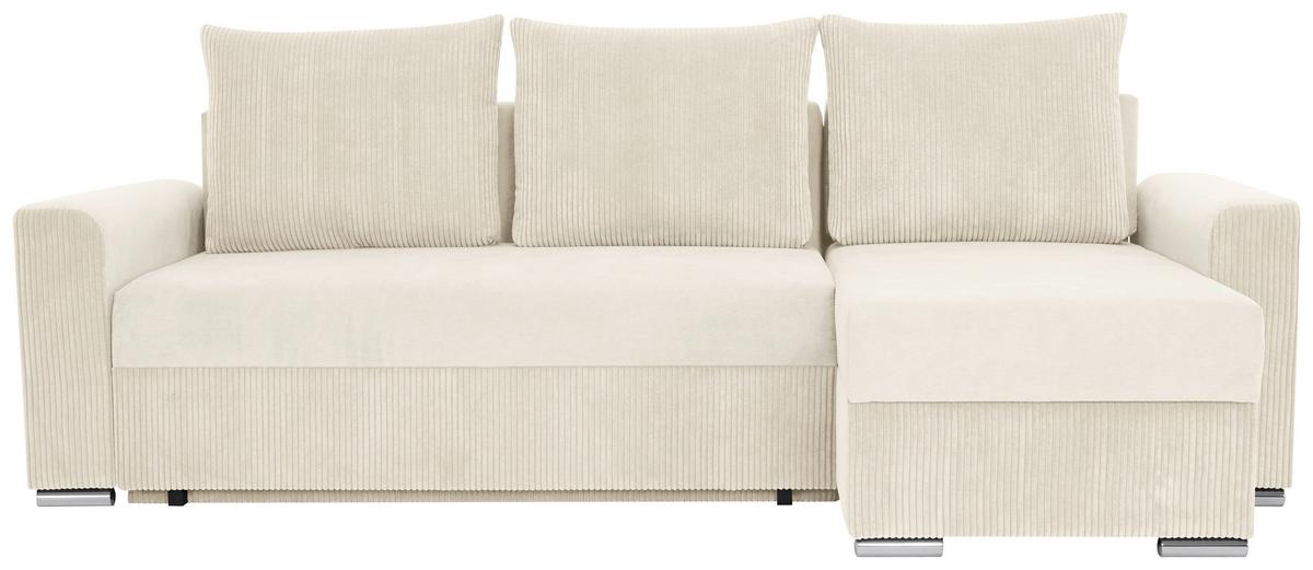 Ecksofa Diever Creme S: 239x141 cm - Chromfarben/Creme, Design, Textil (239/141cm) - Livetastic