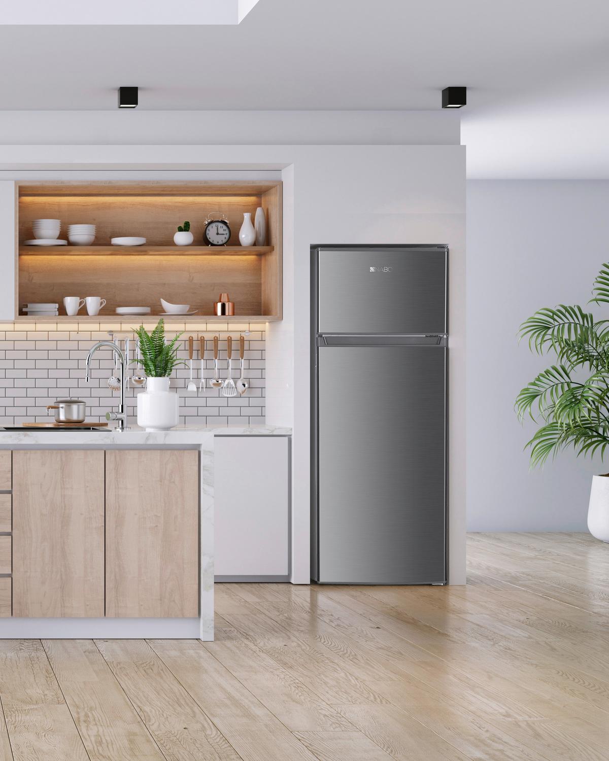 Kühl-Gefrier-Kombination Nabo Kgs 2065 Edelstahlfarben - Edelstahlfarben, Basics, Glas/Kunststoff (54,5/143/55,5cm) - Nabo