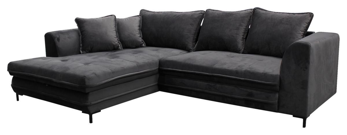 Ecksofa Mit Schlaffunktion Bello Mit Kissen Grau - Schwarz/Grau, Design, Textil (187/277cm) - Livetastic