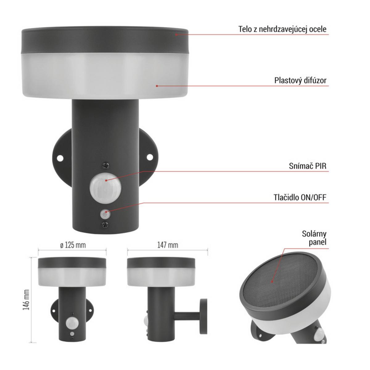 VONKAJŠIE LED SVIETIDLO TERION - antracitová, Modern, kov/plast