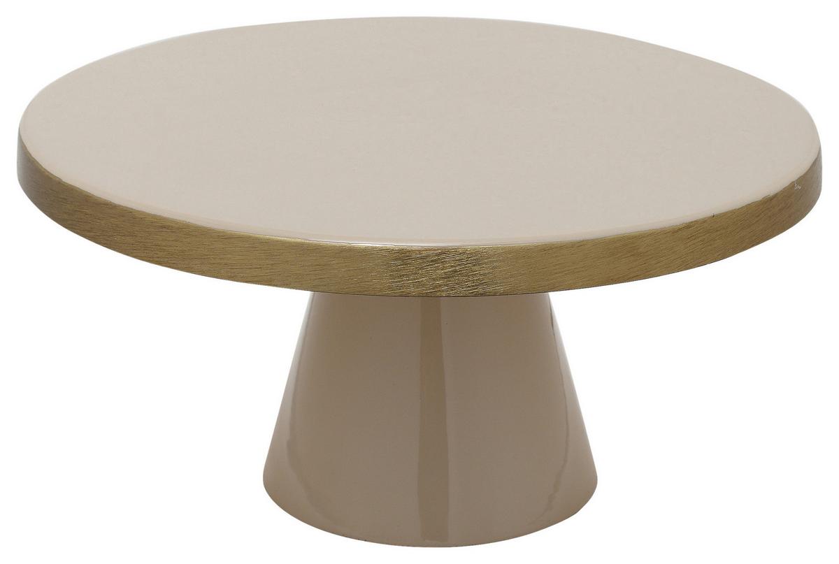 Tortenplatte Art Deco Goldfarben, Beige , 21x14 cm - Beige/Goldfarben, Trend, Metall (21/14cm) - Kayoom