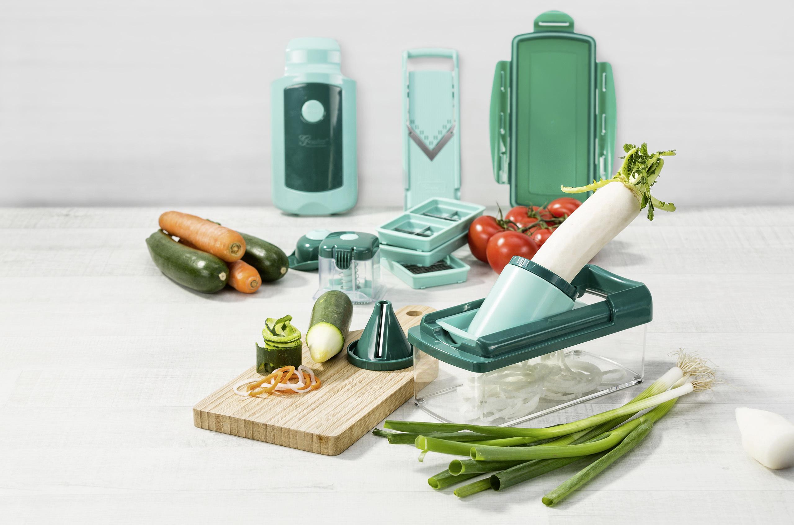 Küchenhelfer-set Nicer Dicer Fusion Smart 16 Tlg. - Türkis/Dunkelgrün, Basics, Kunststoff/Metall - Genius