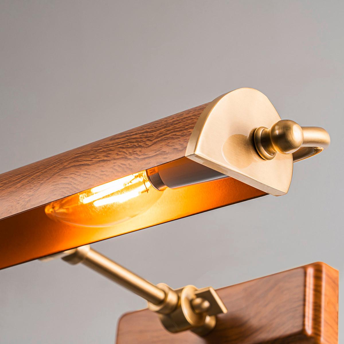 Képmegvilágító Lámpa Winchfield-Plm-Ab-Oak - tölgyfa színű/sárgarézszínű, Konventionell, fém (12,7/44,5/31,8cm) - Elstead Lighting