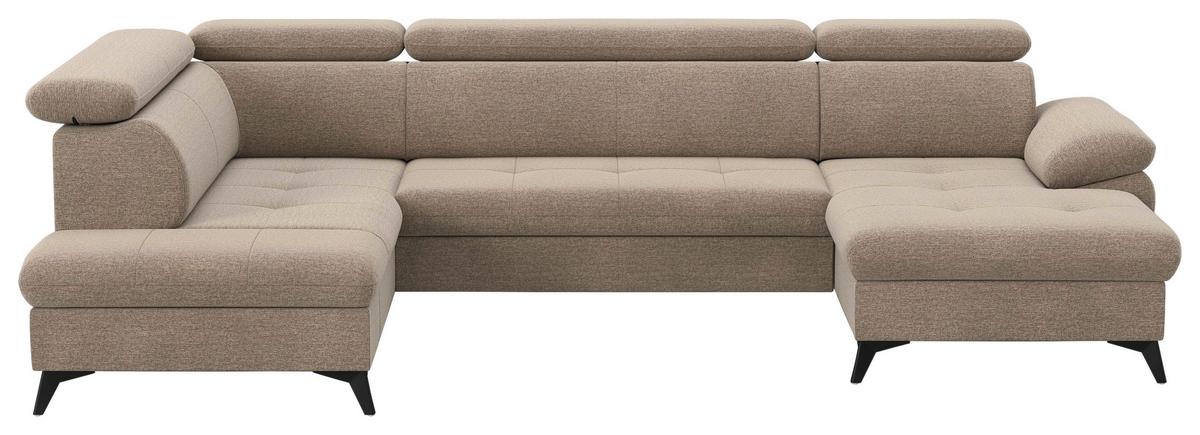 Sedacia súprava HUDSON, levá, jílová žinylka - černá/jílová barva, kov/textil (207/324/166cm) - MID.YOU