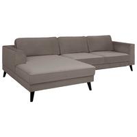 Ecksofa Lumber Jack Taupe Velours 167x277cm - Taupe/Wengefarben, MODERN, Textil (167/277cm) - Trendmanufaktur