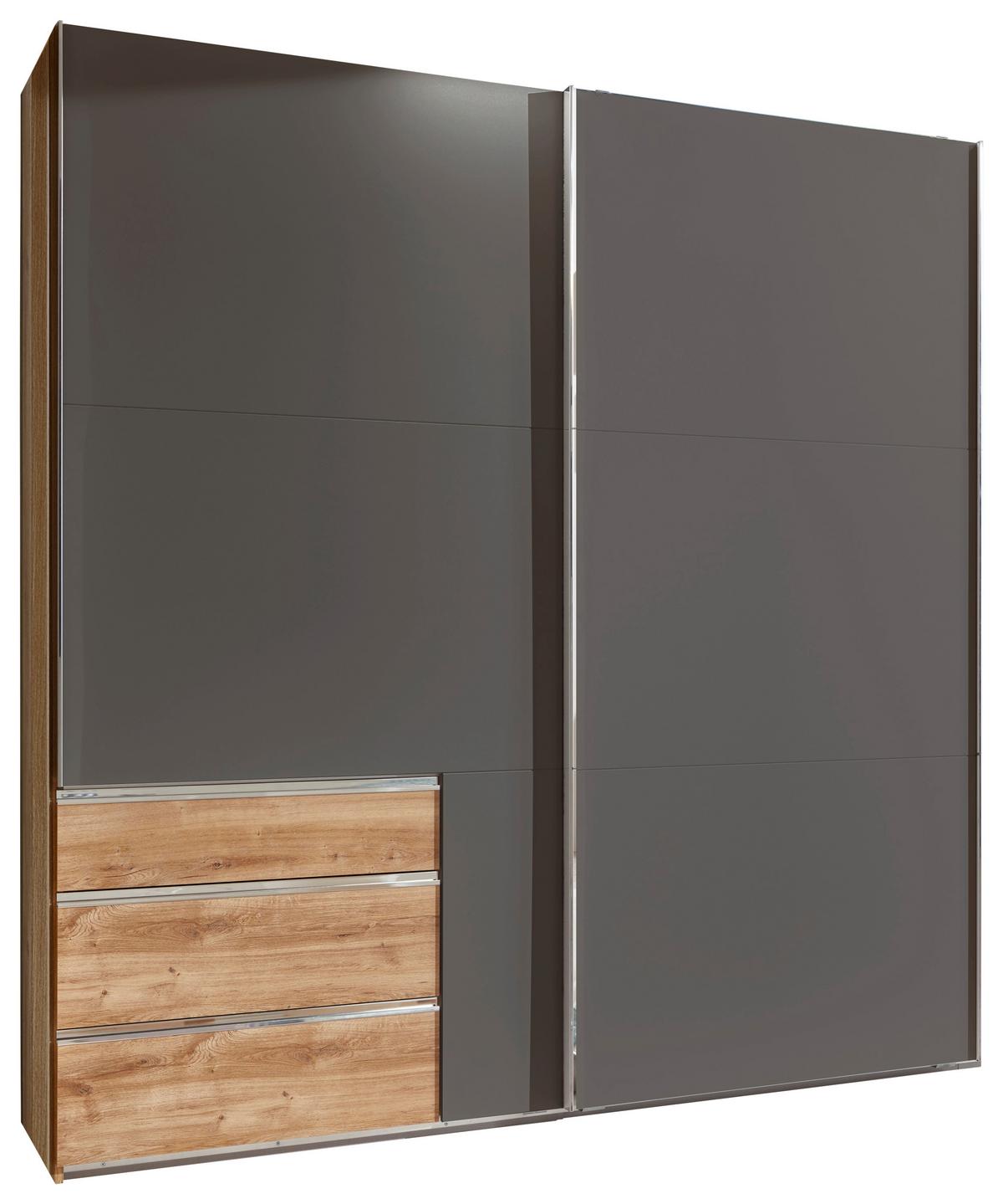 Schwebetürenschrank Mit Laden 250cm Level 36a, Graphit/eiche - Eichefarben/Graphitfarben, MODERN, Holzwerkstoff (250/216/65cm) - MID.YOU