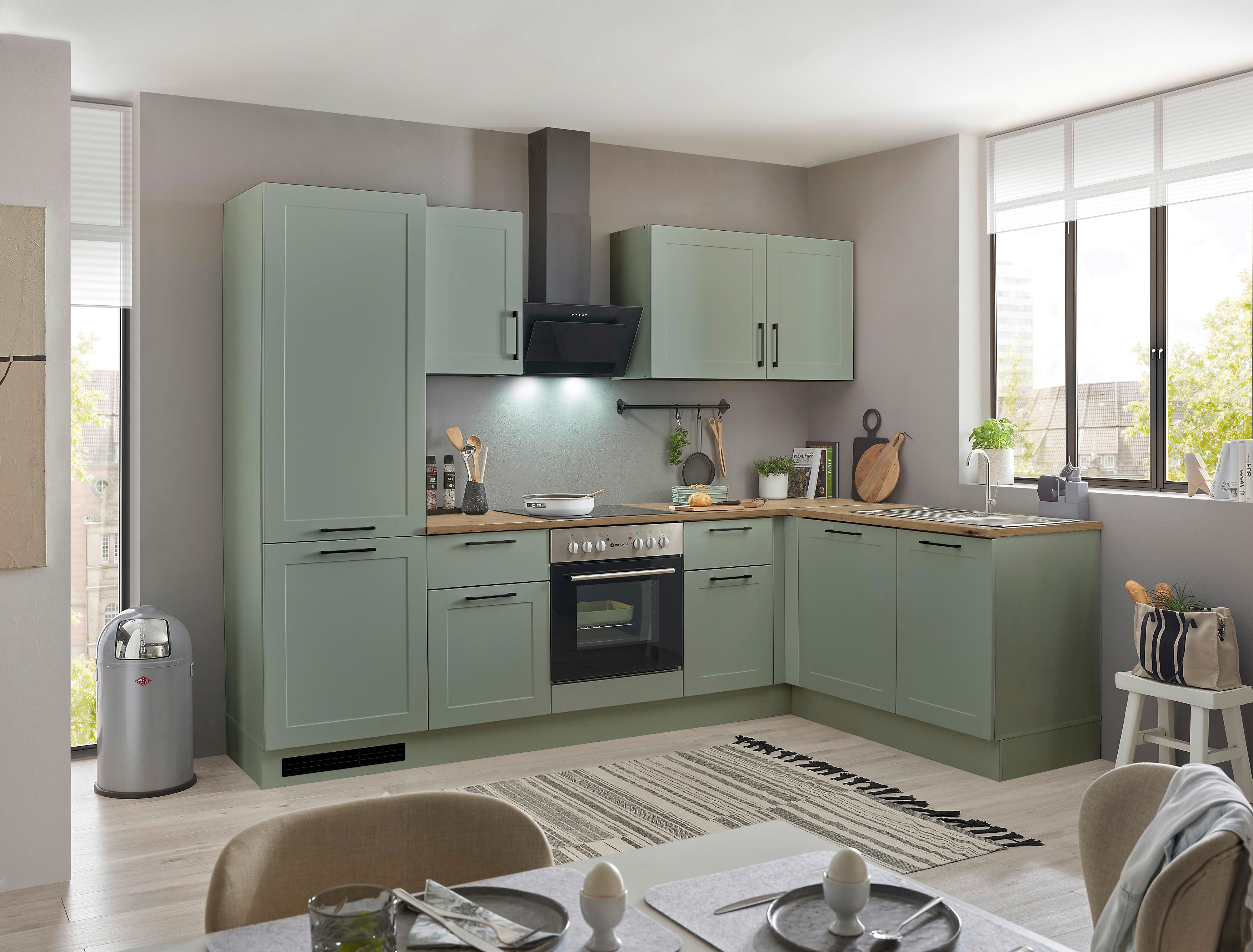 Eckküche Marseille Grün/eiche Dekor S: 280x175 Cm - Eiche Artisan/Grün, Design, Holzwerkstoff (280/175cm) - MID.YOU