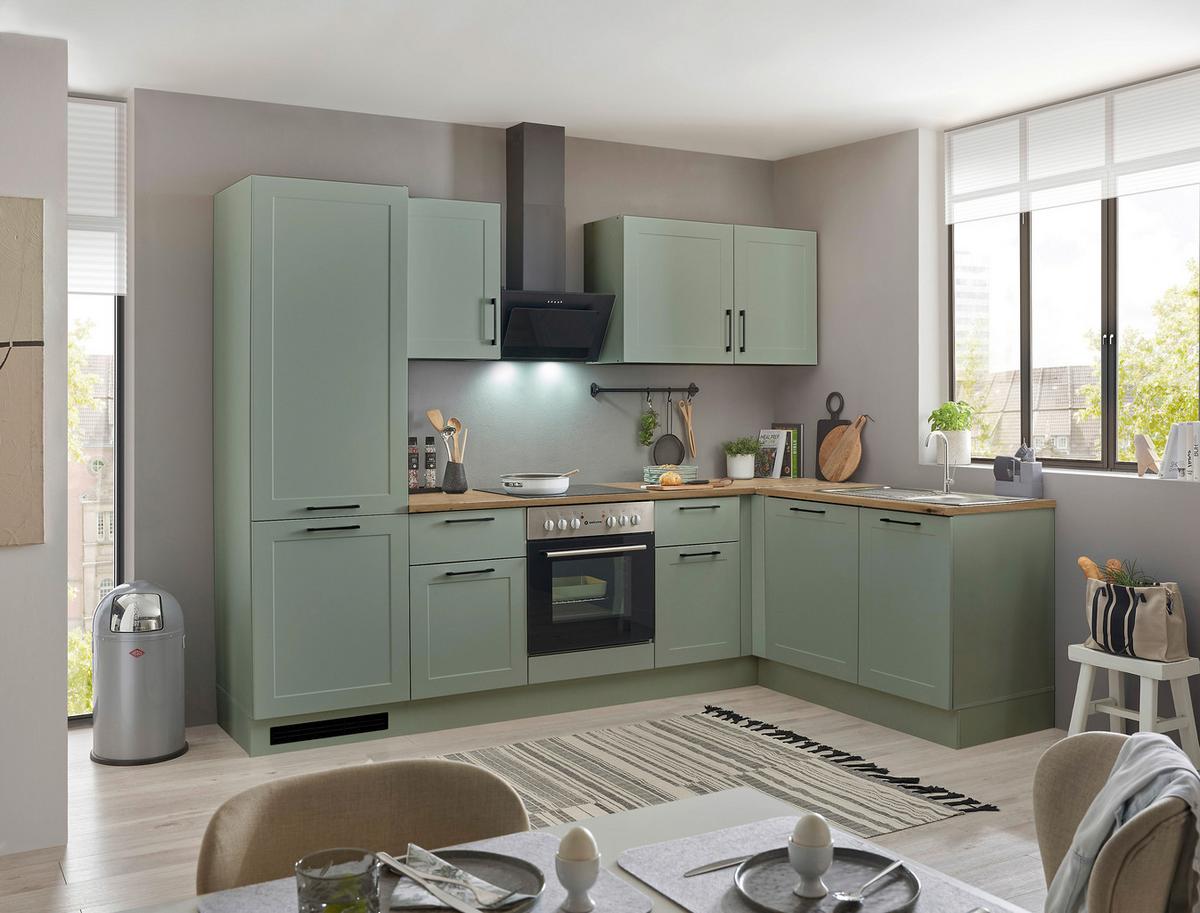 Eckküche Marseille Grün/eiche Dekor S: 280x175 Cm - Eiche Artisan/Grün, Design, Holzwerkstoff (280/175cm) - MID.YOU