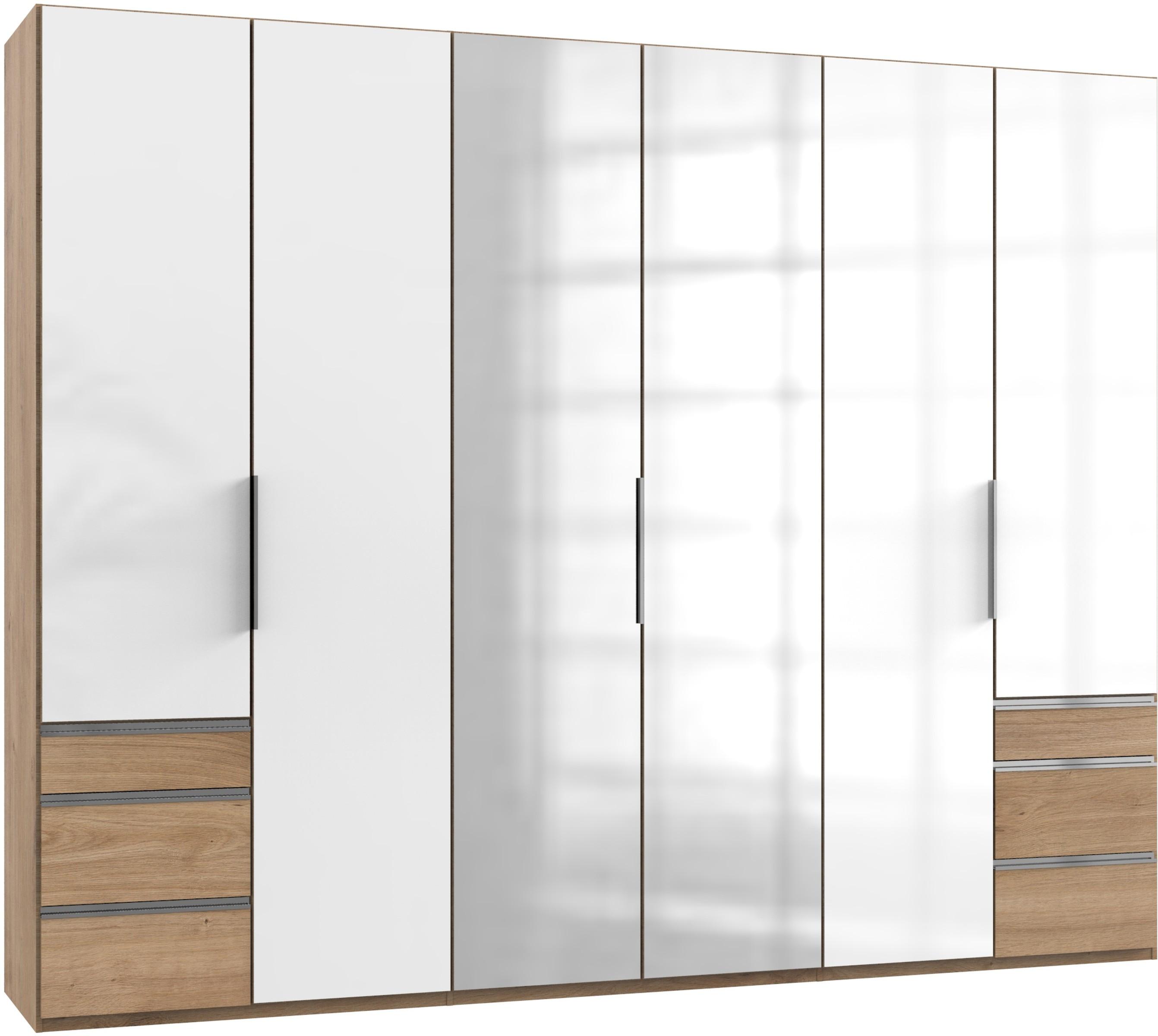 Drehtürenschrank 300cm Level, Weiß/eiche Dekor - Eichefarben/Weiß, MODERN, Glas/Holzwerkstoff (300/236/58cm) - MID.YOU