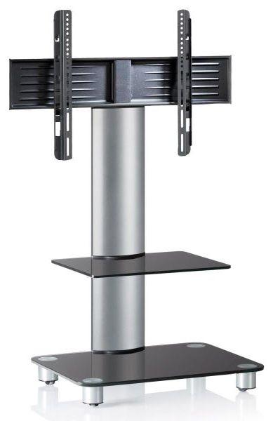 TV-Rack Bis 70“ Schwenkbar + Rollen Tosal Max. 30 Kg - Silberfarben/Schwarz, KONVENTIONELL, Glas/Metall (60/100/44cm) - MID.YOU