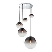 Hängeleuchte Varus H: 150 cm 5-Flammig Rauchglas - Design, Glas/Metall (65/150cm) - Globo