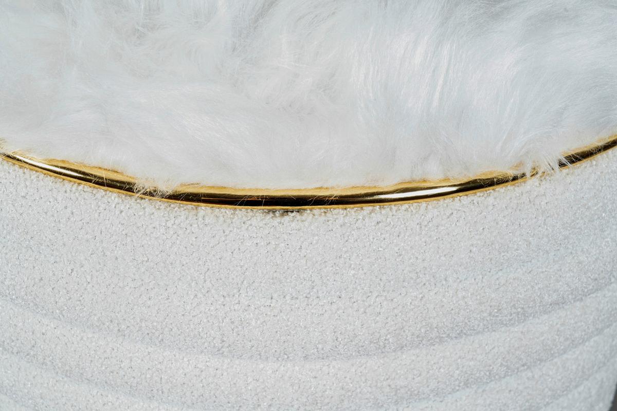 Hocker Doric 335 Weiß/Goldfarben D: 42 cm - Goldfarben/Weiß, Design, Textil (42/50cm) - Kayoom