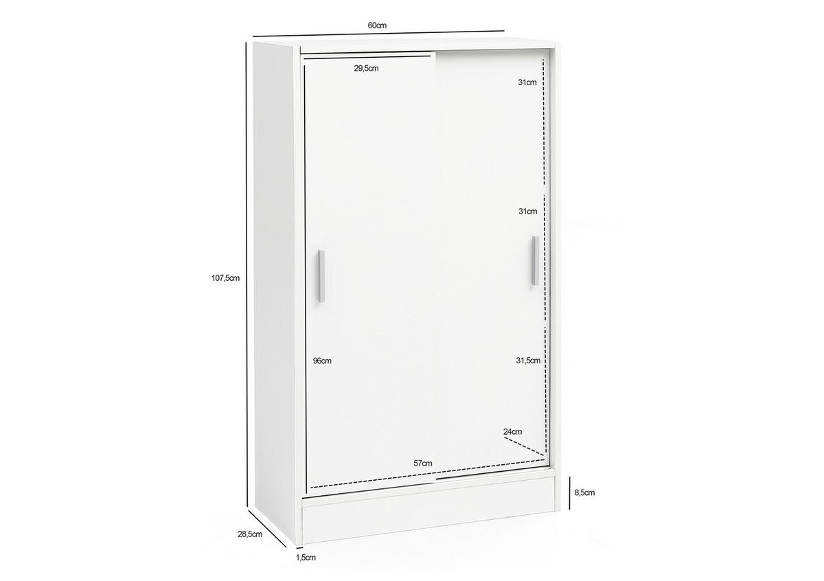 Aktenschrank Weiß B 60 cm - KONVENTIONELL, Holzwerkstoff (60/107,5/28,5cm) - MID.YOU