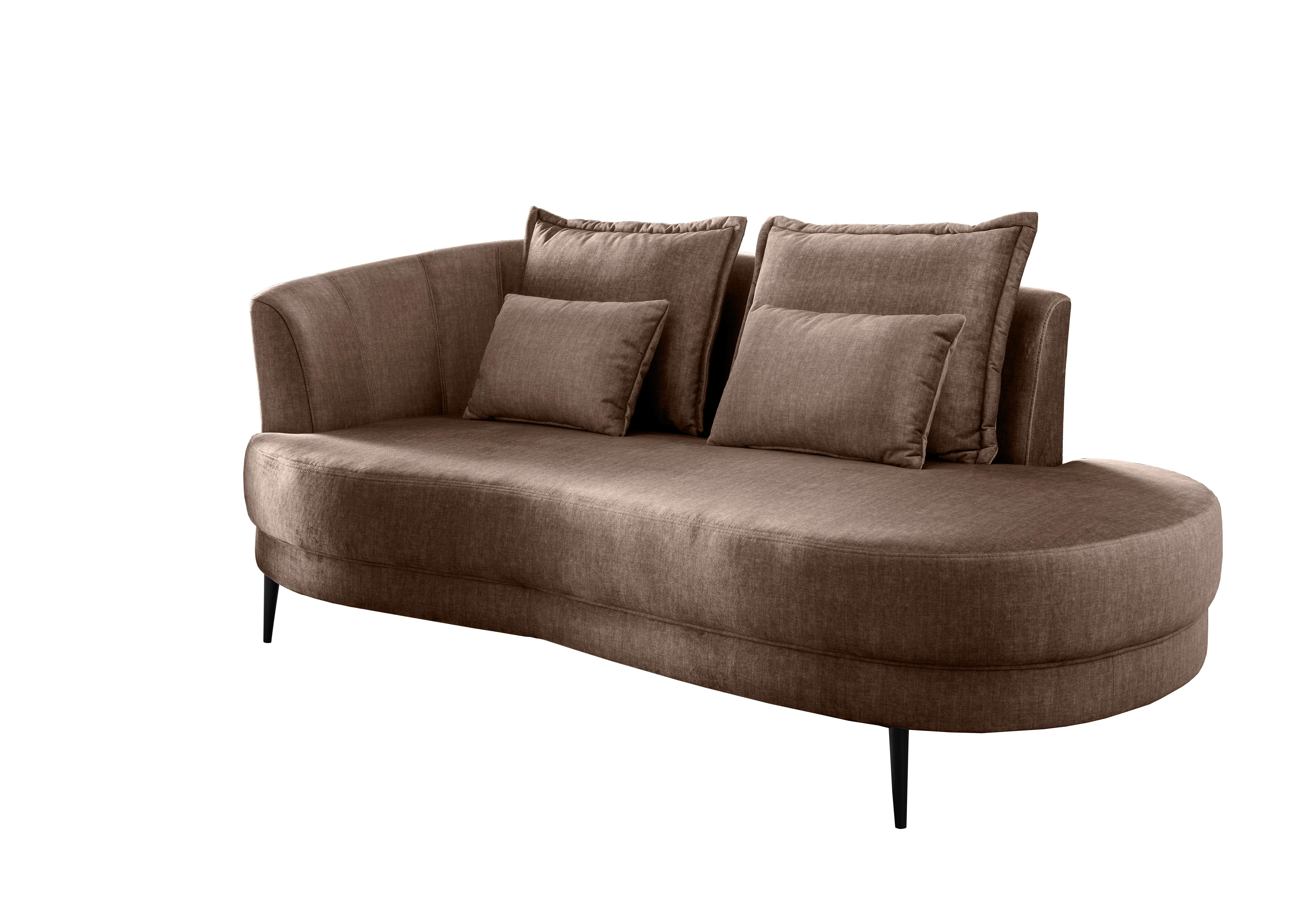 Ottomane Pistaccio Hellbraun Velours, Rücken Echt B: 211 cm - Hellbraun/Schwarz, MODERN, Textil (211/85/101cm) - Livetastic