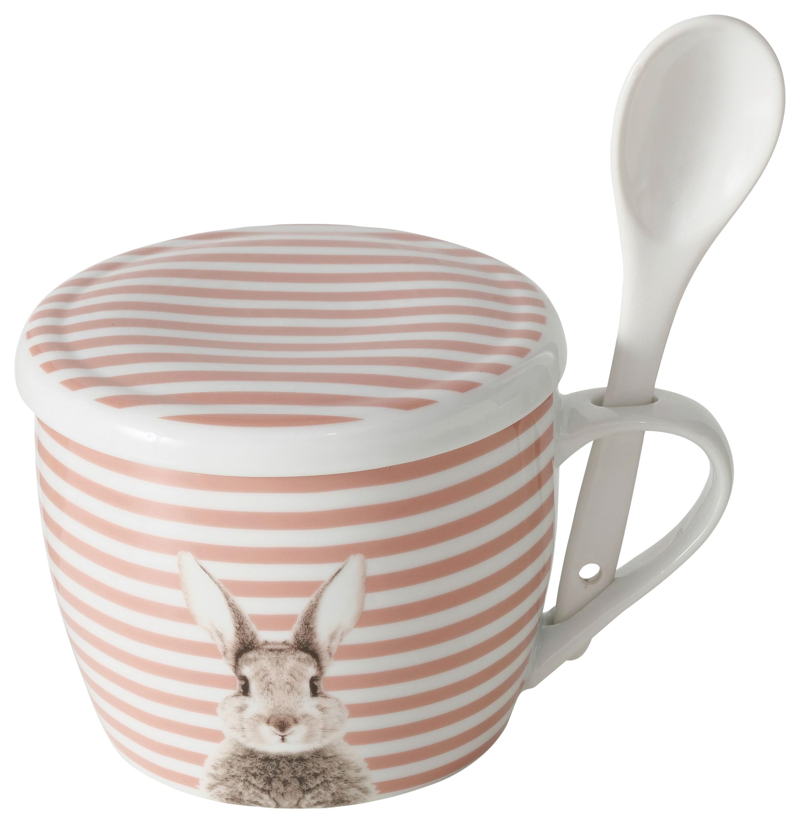 HRNEK JUMBO FLUFFY I -PAZ- - bílá/růžová, Basics, keramika (13/17/18cm) - Modern Living