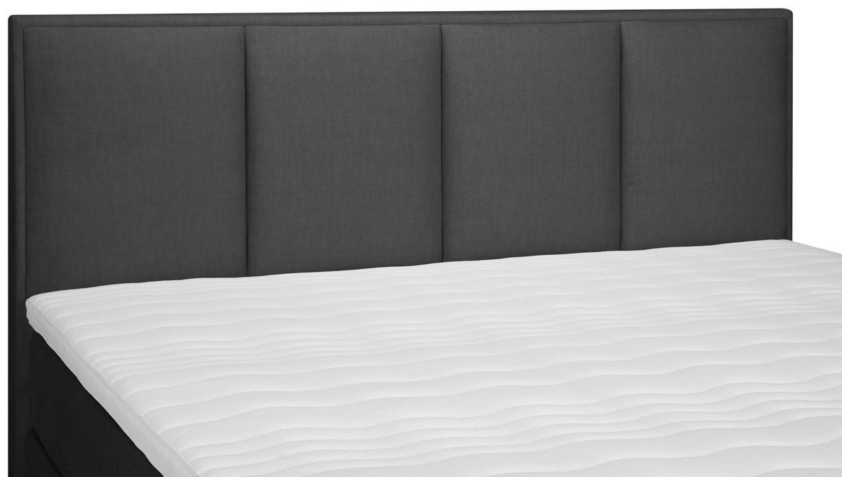 Boxspringbett mit Topper 160x200 cm Graz, Dunkelgrau - Dunkelgrau/Alufarben, MODERN, Textil (160/200cm) - MID.YOU