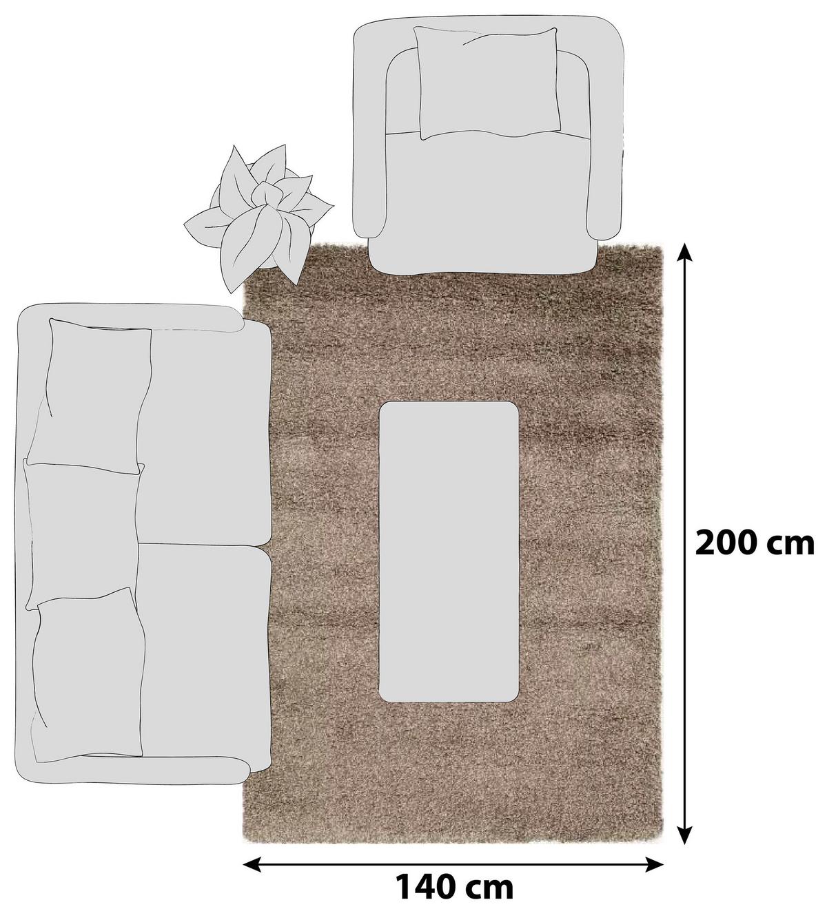 Hochflorteppich Fashion Shaggy Hellbraun 140x200 cm - Hellbraun, Basics, Textil (140/200cm) - Novel