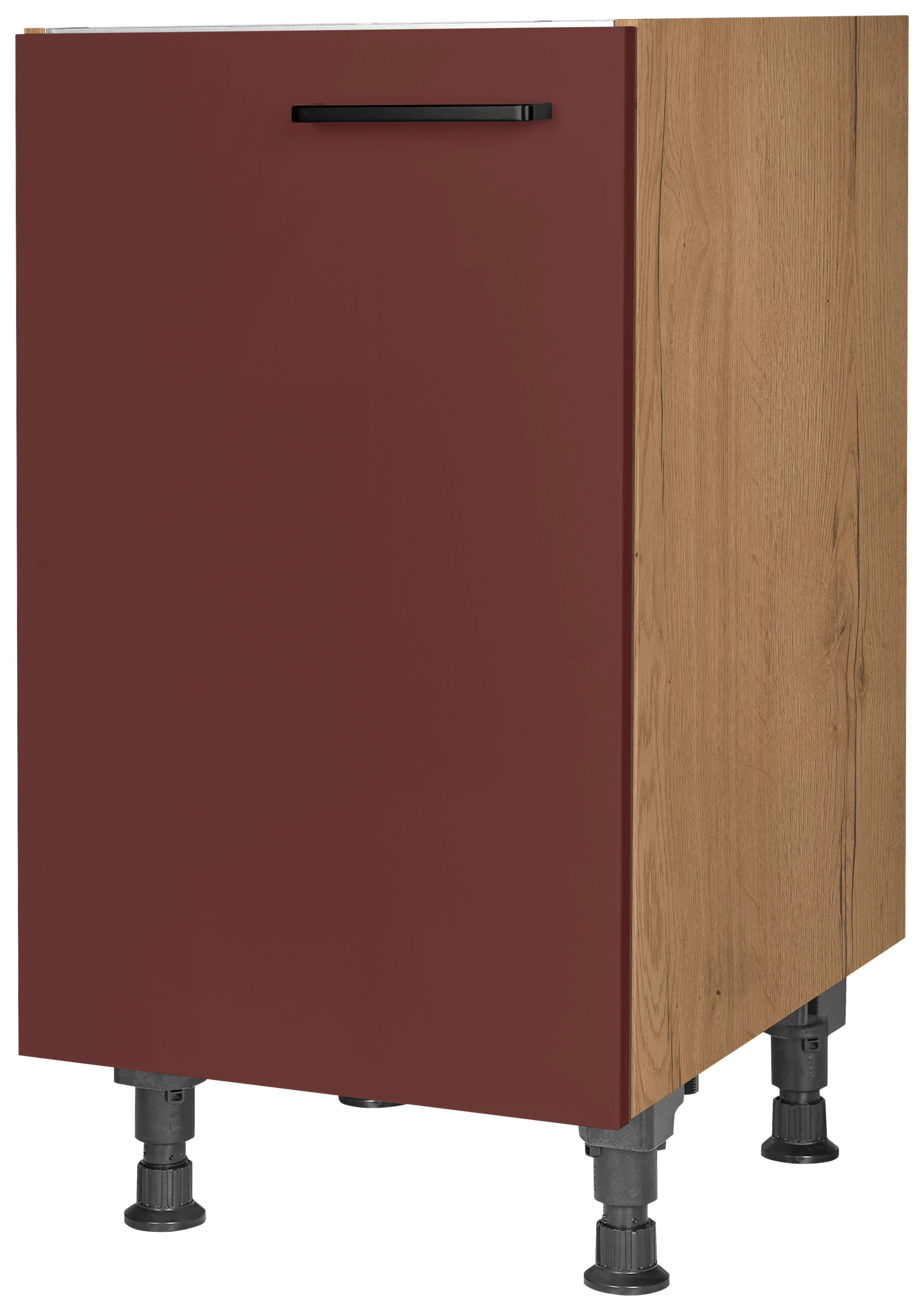 Spülenunterschrank Easytouch - Eichefarben/Rot, MODERN, Holzwerkstoff (45/87/56cm) - Nobilia