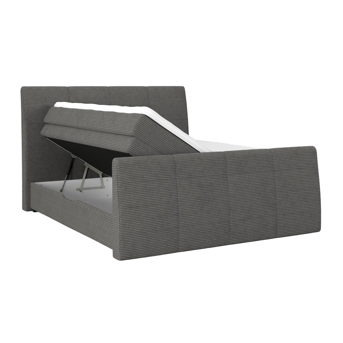 Boxspringbett Libra - Graublau/Dunkelgrau, KONVENTIONELL, Textil (180/200cm)