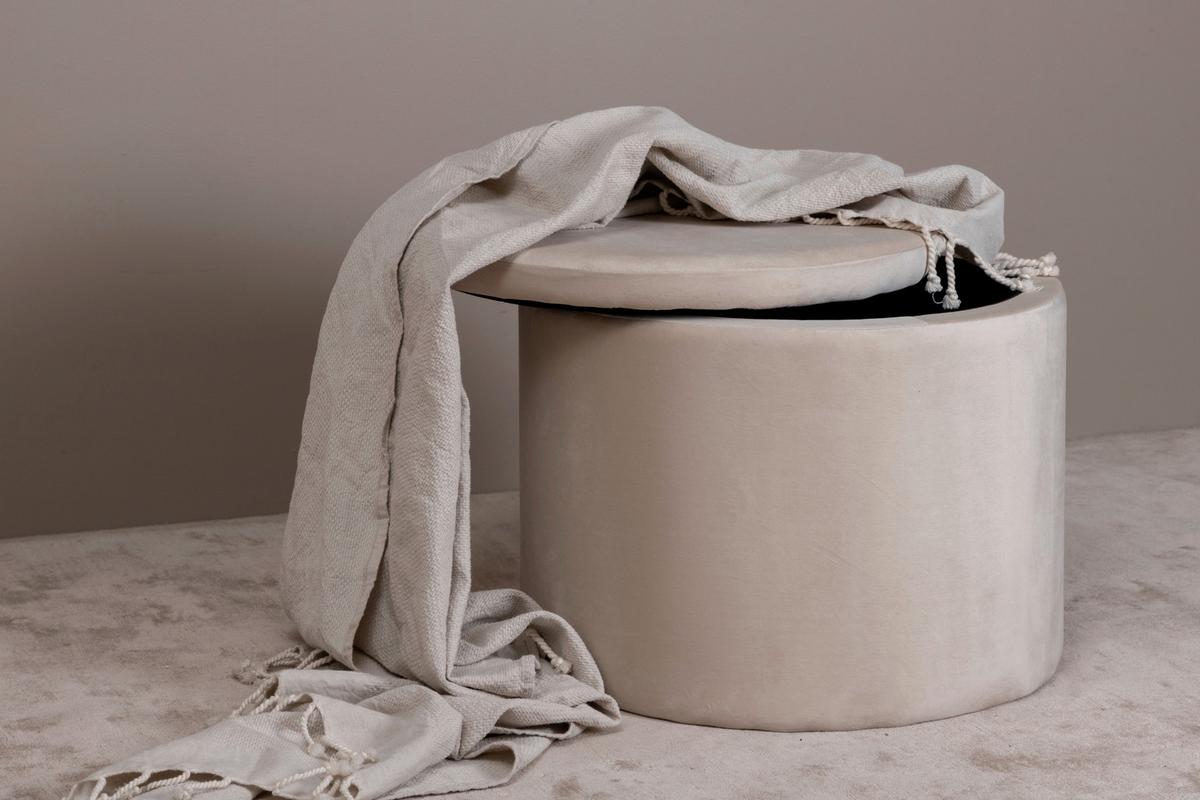 Pouf Dunken - Beige, Design, Kunststoff/Textil (51/43/51cm) - Livetastic