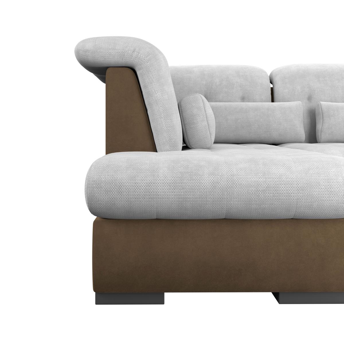 Wohnlandschaft Madera Mit Schlaffunktion Silberfarben - Hellbraun/Silberfarben, KONVENTIONELL, Kunststoff/Textil (212/358/190cm)