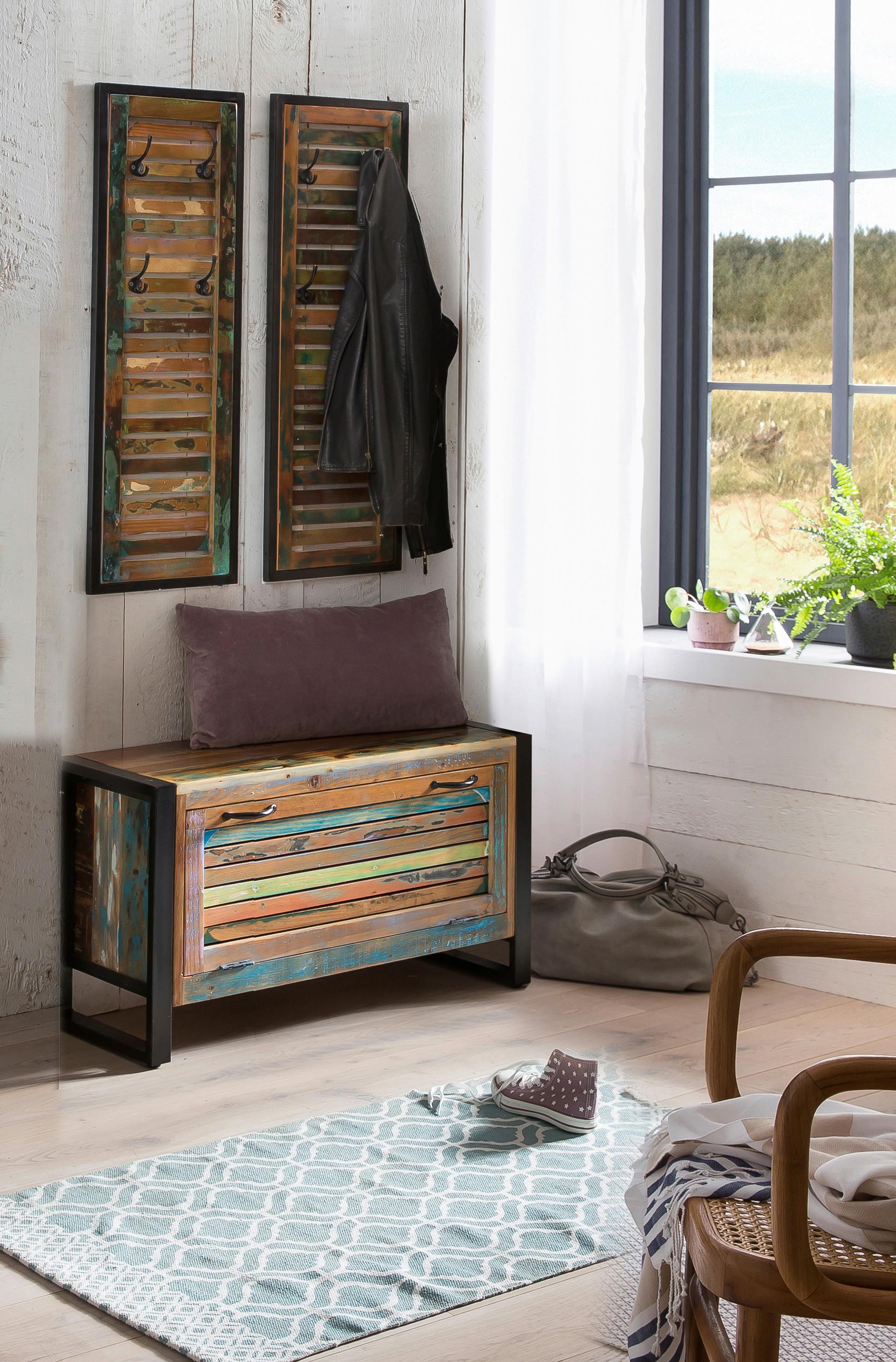 Garderobe Dielen Multicolor/Schwarz B: 85cm - Multicolor/Schwarz, Design, Holz/Metall (85/149/35cm) - MID.YOU