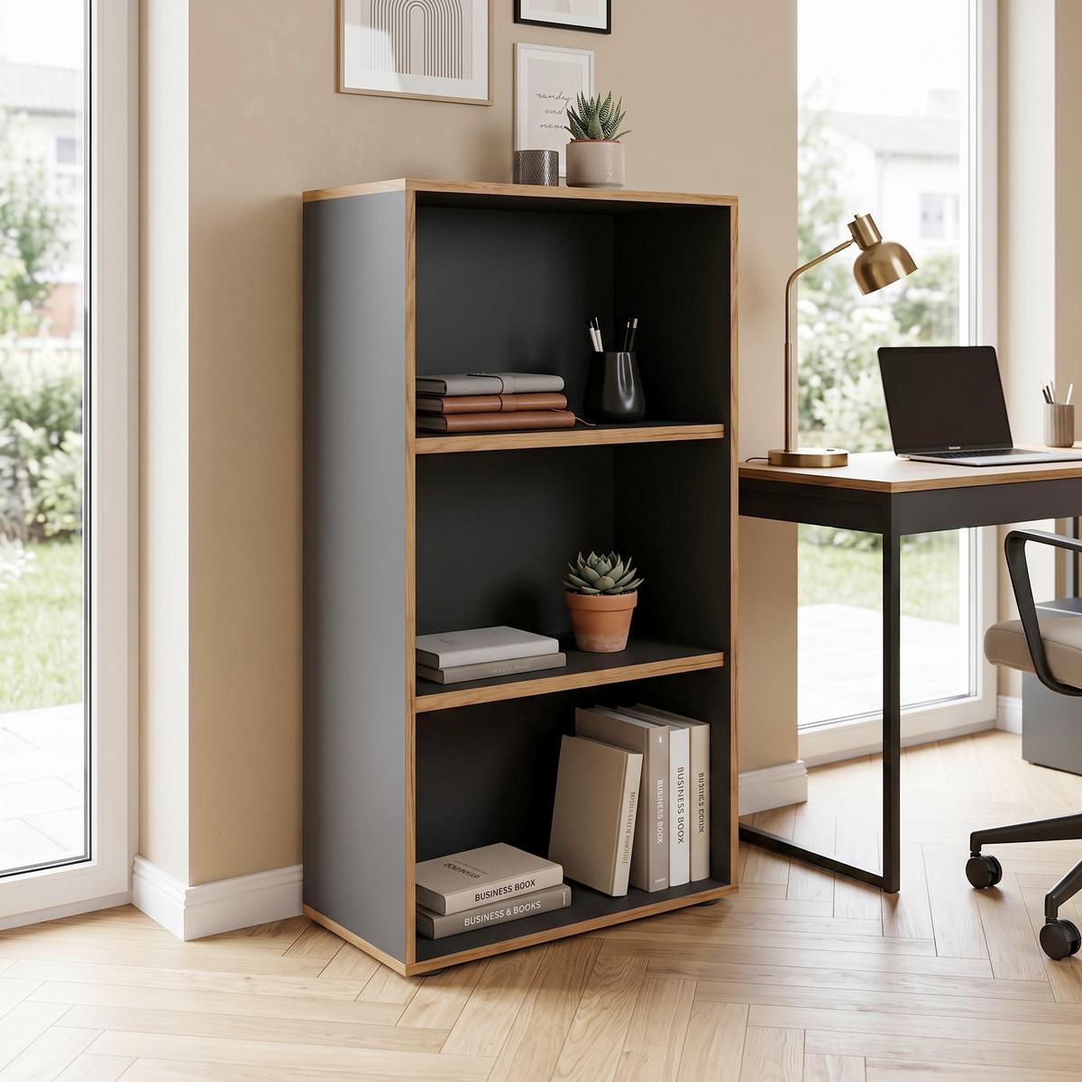 REGÁL NA ŠANÓNY SALIA B60 - čierna/dub medový, Design, kompozitné drevo/plast (60/110/33cm) - P & B