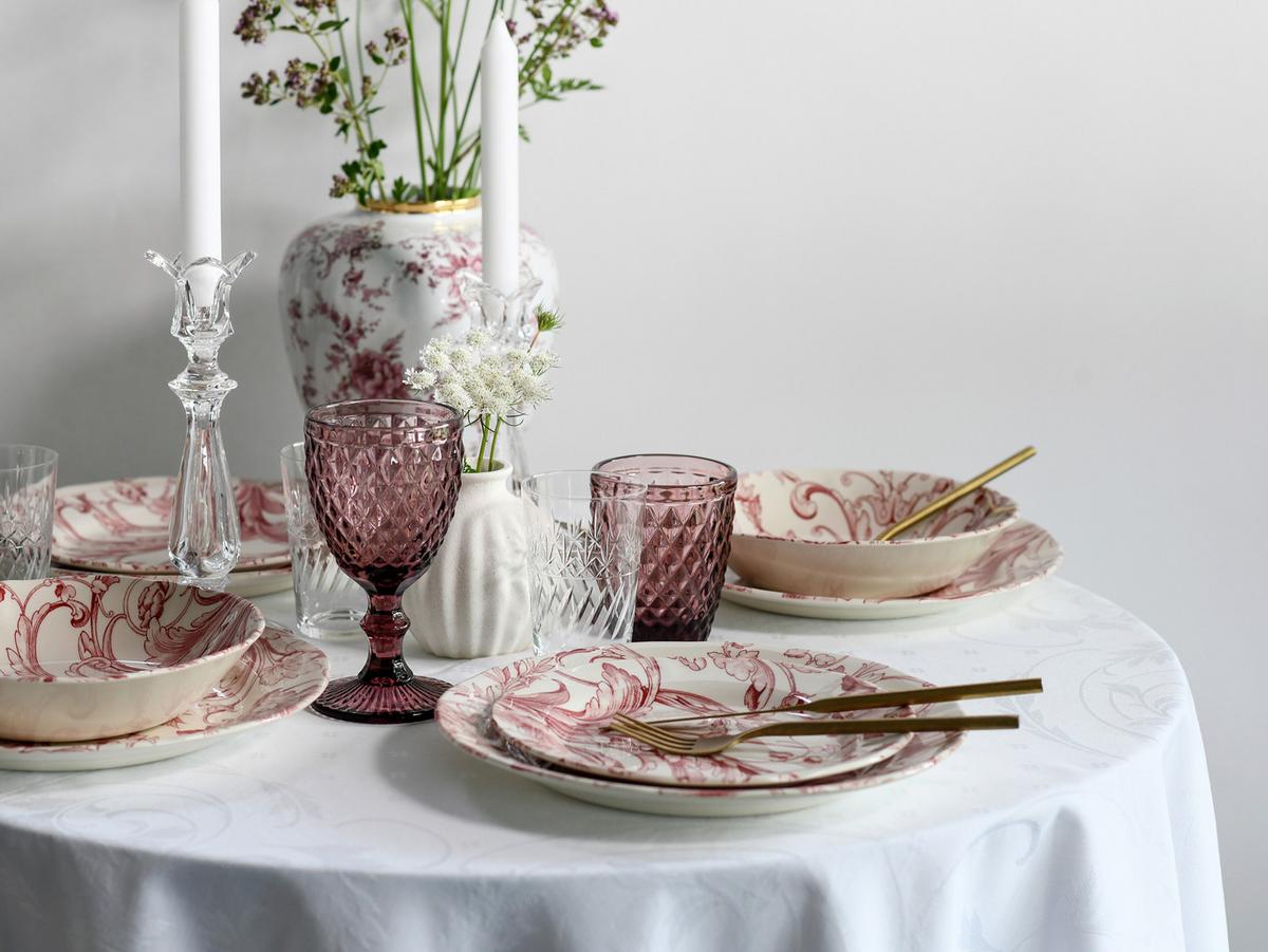 Tafelservice Venecia Rot Weiß, Altrosa L: 31 Cm - Altrosa/Weiß, Basics, Keramik (31/30/32cm) - Creatable