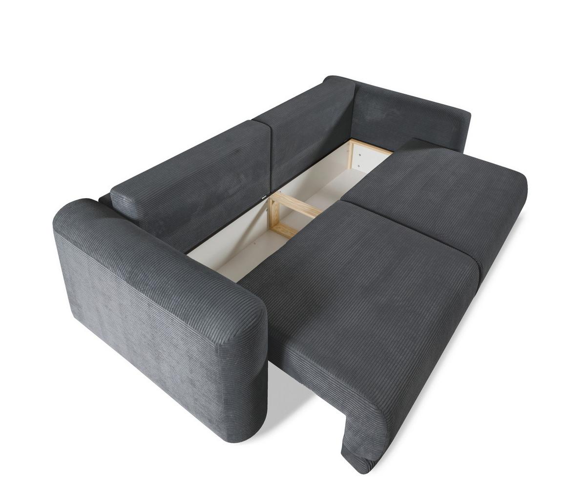 Schlafsofa Norman Grau B: 252cm - Schwarz/Grau, Design, Textil (252/93/167cm) - Livetastic
