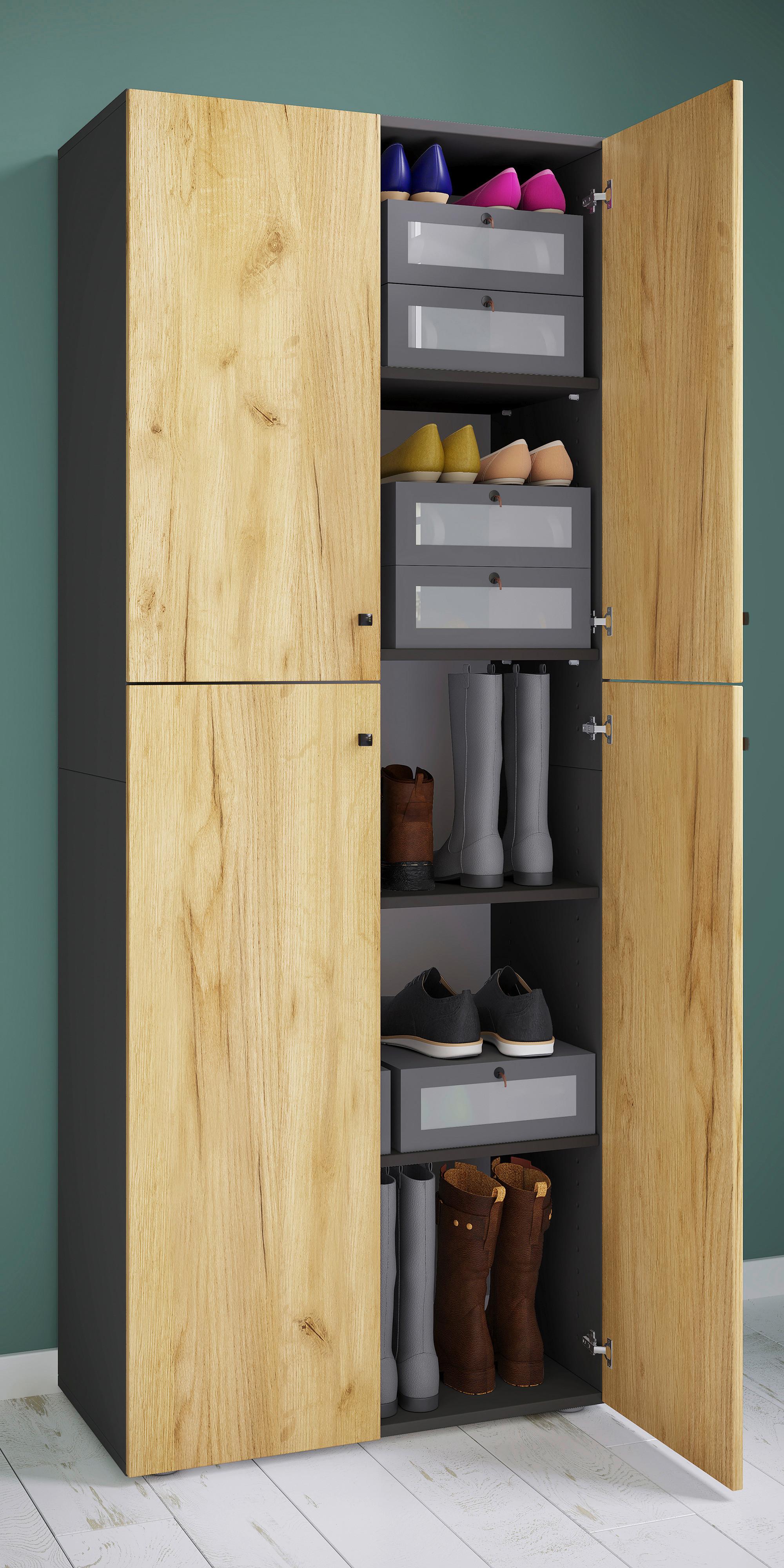 Kleiderschrank Lona Anthrazit Honigeiche - Honigeiche/Anthrazit, Design, Holzwerkstoff (70/182/39cm) - MID.YOU