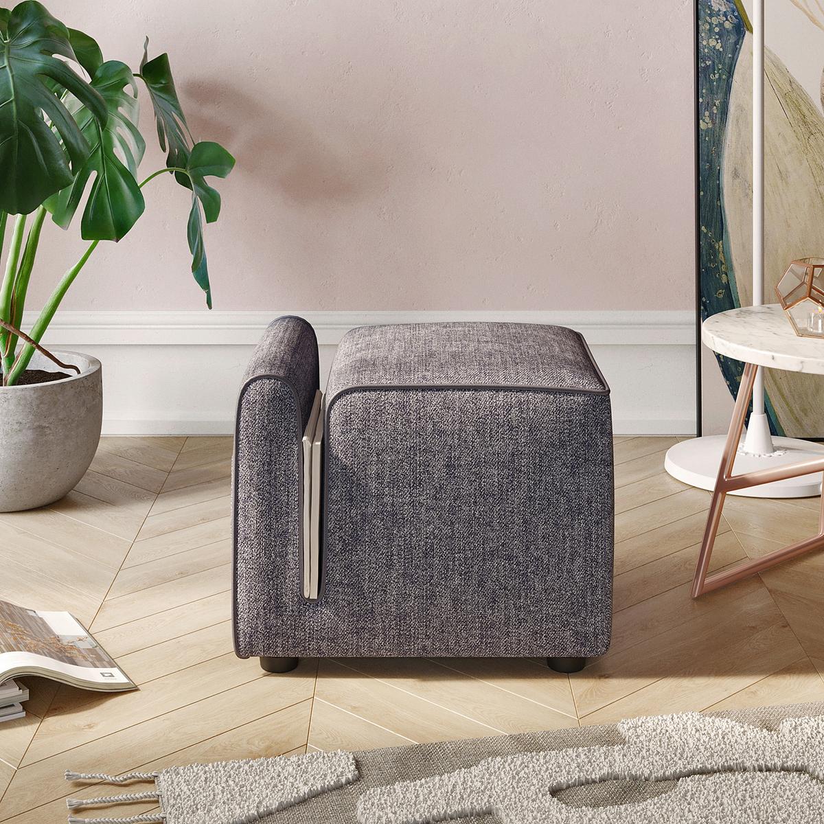 Hocker Paris Grau B: 53 cm - Grau, Design, Textil (53/43/42cm) - Livetastic