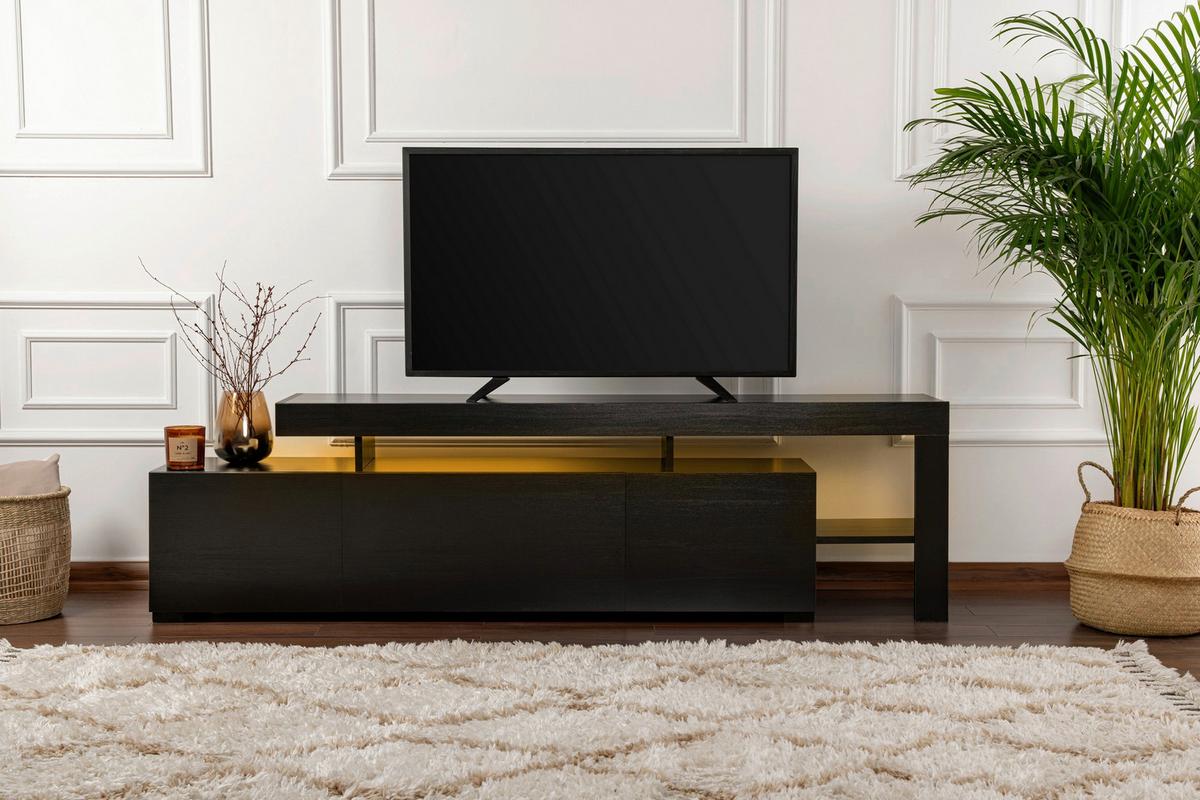 TV-ELEMENT Schwarz B: 192cm - Schwarz, MODERN, Holzwerkstoff (192/53/37cm)